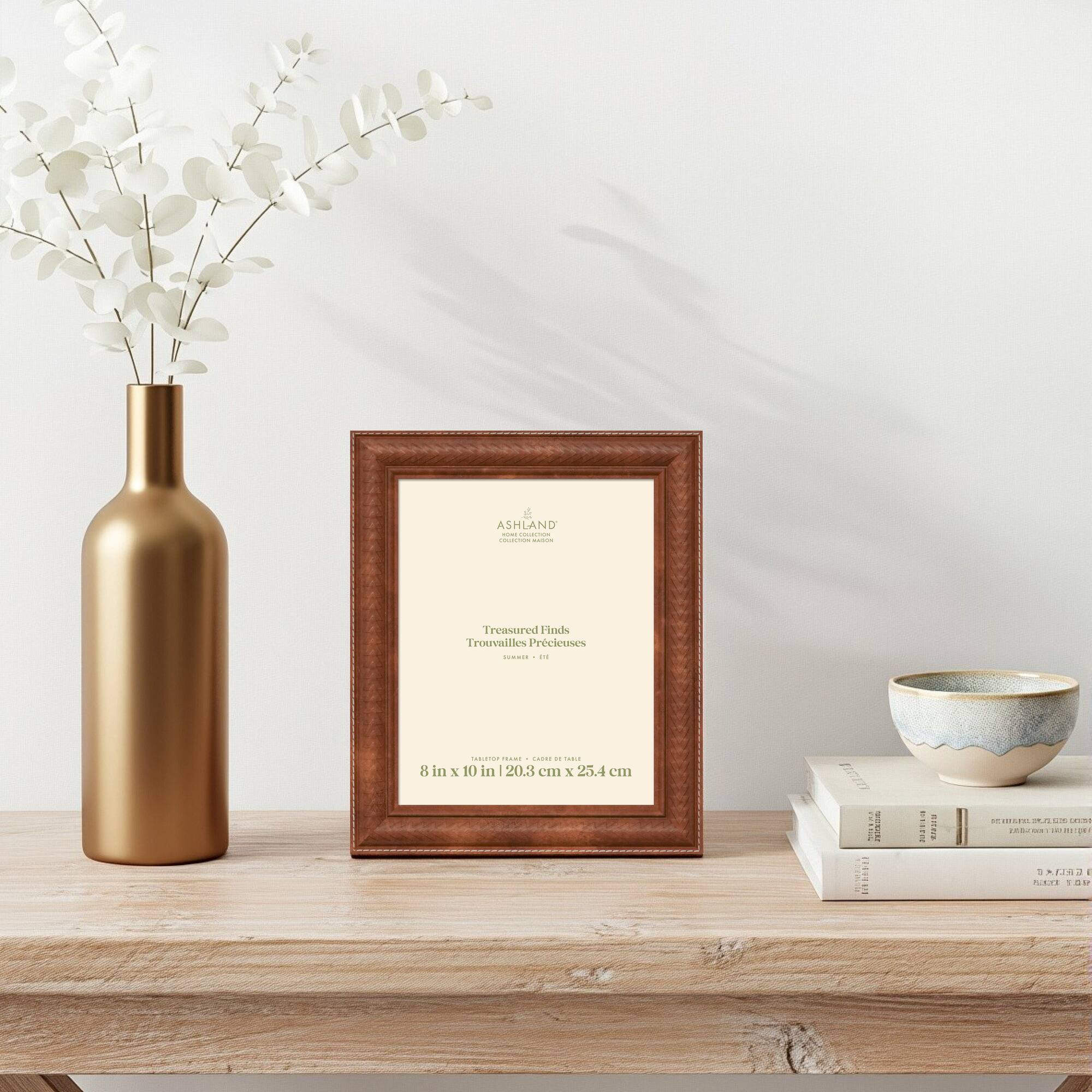 8" x 10" Brown Triangle Pattern Faux Leather Tabletop Frame, Treasured Finds by Ashland®